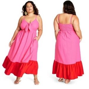 Target | XL | Tabitha Brown Tie-front Colorblock Midi Dress